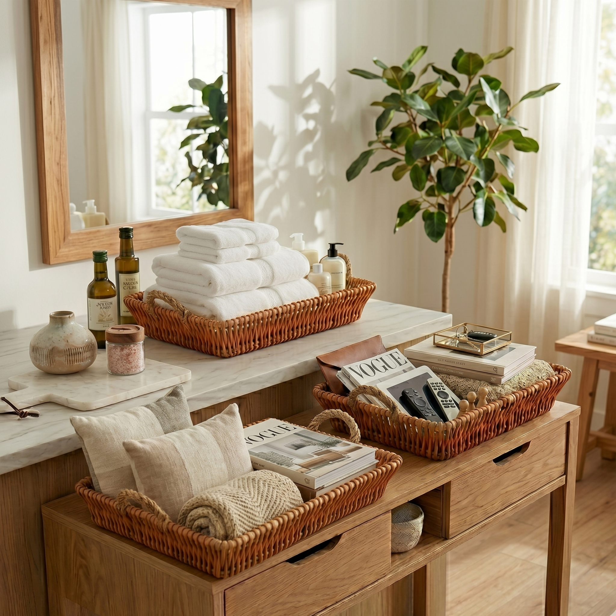 Woven Willow Home Organization Baskets – Set of 3